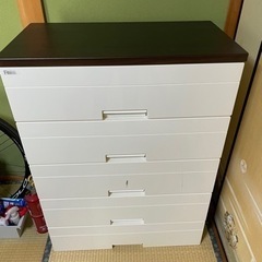 収納家具　引き出し5段　中古　ホワイト
