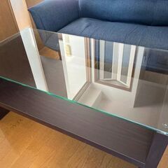 【状態良好】ガラス天板テーブル収納付きの画像