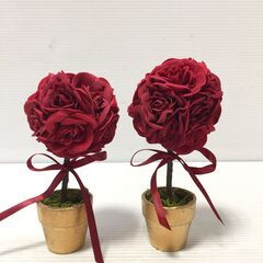 〇0円あげます！【2個セット】薔薇 バラ ローズ 置き物 卓上 インテリア雑貨 小物 造花 飾り ディスプレイ 店舗(NF240210)Zi-515-136の画像