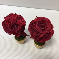 〇0円あげます！【2個セット】薔薇 バラ ローズ 置き物 卓上 インテリア雑貨 小物 造花 飾り ディスプレイ 店舗(NF240210)Zi-515-136の画像