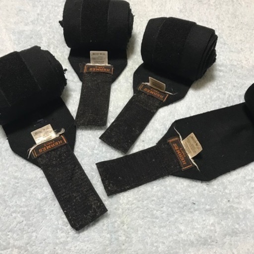 激レア 正規品 エルメス 馬用 肢巻 バンデージ ブラック 4枚セット リメイクにも