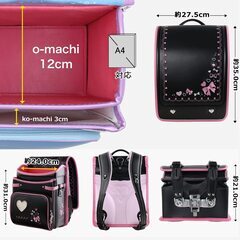 【新品】大人気 女の子ランドセル 大容量 軽量 撥水 6年保証 全国送料無料 スクールバック 小学生通学カバン リボンモデル ブラック/ピンク④の画像