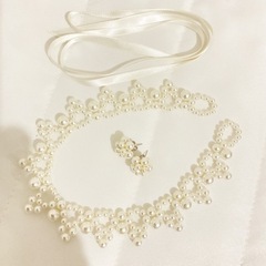 パールネックレス&パールピアス　ウェディング用