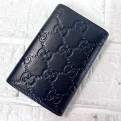 GUCCI グッチ グッチシマ GG柄 6連キーケース レザー ネイビー シルバー金具 473924 496085 [ キーリング欠品 ] ☆札幌市白石区 白石店 の画像