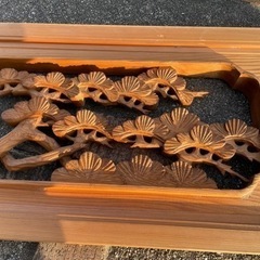 彫刻欄間　二枚一組　両面　天然木　和室　建具　木彫り の画像