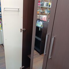 NITORI　ワードローブ　洋服タンス　クローゼット　大容量　ブラウン　WISH2　100WR-DBR　ニトリ　ミラー　鏡　サイズ（約）幅99×奥55×高201　　■近隣配送無料 買取GO‼　栄和店の画像