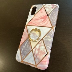 iPhone XS ケース カバー キラキラリング 大理石 マーブル