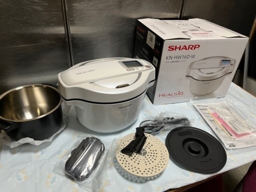 SHARP シャープ ヘルシオ ホットクック KN-HW16D-W 2018年製 自動調理 鍋  1.6L 無水鍋 ホワイト 使用1回 中古美品 ③