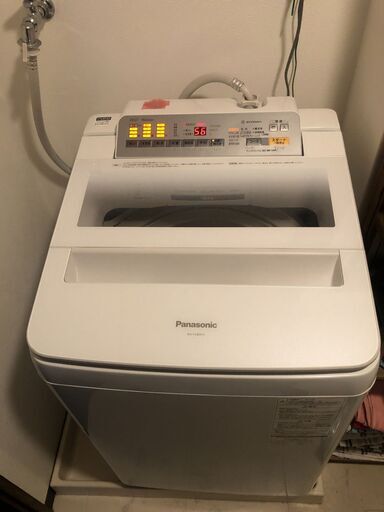 ★パナソニック 全自動洗濯機 NA-FA80H3 (8.0kg/ホワイト) 中古 即効泡洗浄 自動槽洗浄 エコナビ搭載 (2017年製)
