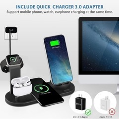 *未開封 ワイヤレス充電スタンド iPhone Apple Watch AirPods 充電器 置くだけ充電 Qiの画像