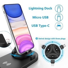 *未開封 ワイヤレス充電スタンド iPhone Apple Watch AirPods 充電器 置くだけ充電 Qiの画像