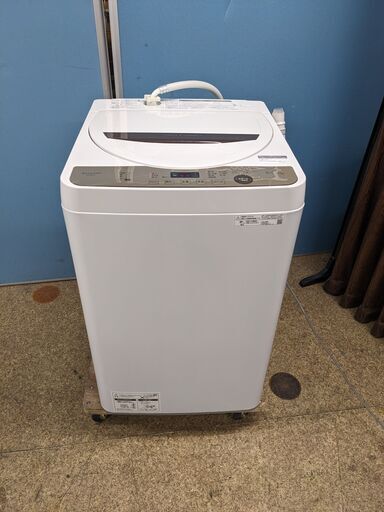 SHARP 全自動電気洗濯機 6.0kg 2021年製 ES-GE6E-T 節水 穴なし槽 ほぐし運転