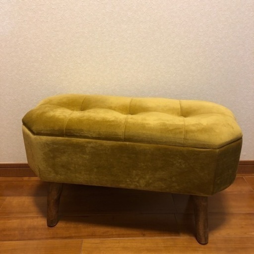 【SOLD OUT】salut!/サリュ　脚付き収納スツール モスグリーン ベロア