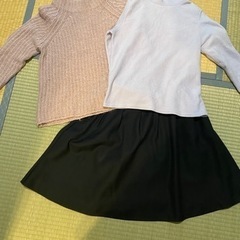 COMME CA ISMセーター、ふわふわトップス、黒フレアスカ...
