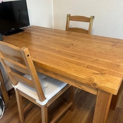 無垢材 LOWYAダイニングテーブル ライトブラウン＋椅子2脚