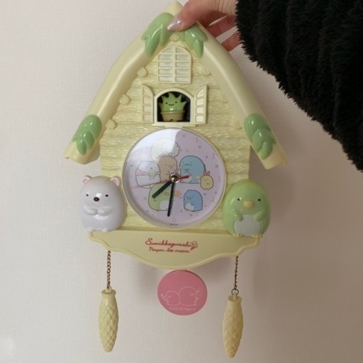 すみっコぐらし　掛時計　時計　子供部屋　キッズ　家具　家電　キャラクター　しろくま　とかげ　ぺんぎん