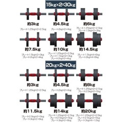 ダンベル 可変式 2個セット 合計10kg 20kg 30kg 40kg シャフト付きの画像