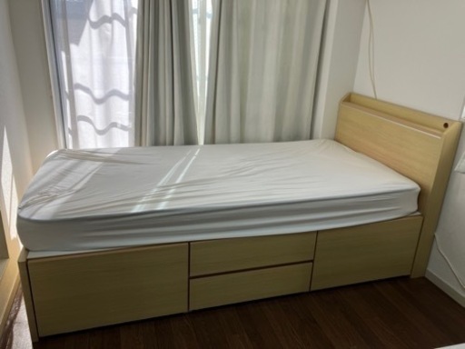 ニトリ　収納付きシングルベッド　マットレス付き