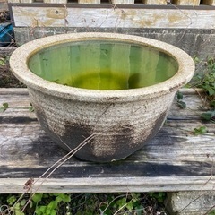 水鉢　睡蓮鉢　大型　茶色　陶器　陶磁器