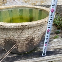 水鉢　睡蓮鉢　大型　茶色　陶器　陶磁器の画像