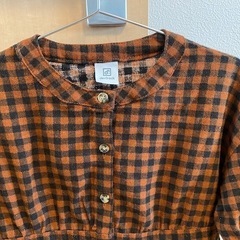 ＊デビロック＊チェック柄ワンピース＊茶系＊八分袖＊サイズ110＊devirock＊の画像