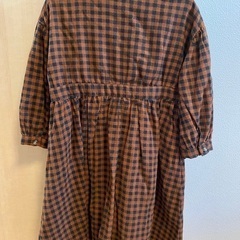 ＊デビロック＊チェック柄ワンピース＊茶系＊八分袖＊サイズ110＊devirock＊の画像