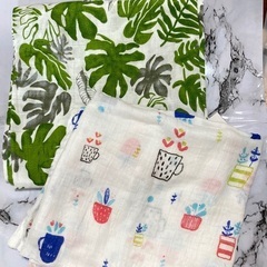 ❤️新品未使用❤️おくるみ ガーゼ 2枚セット 約120×110㎝ コットン100%の画像