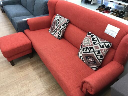★ジモティ割あり★  2人用ソファー レッド H75×W85×D75 クリーニング済み KJ4319