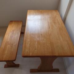 ★最終値引き!!★【中古品】木製ダイニングテーブル長椅子付きの画像