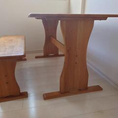 ★最終値引き!!★【中古品】木製ダイニングテーブル長椅子付きの画像