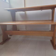 ★最終値引き!!★【中古品】木製ダイニングテーブル長椅子付きの画像