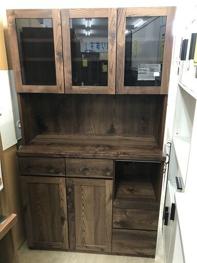 隈木工所 キッチンボード チャトラ レンジボード ウォールナット モイス フルスライドレール 食器棚 レンジ台 幅105m おしゃれ シンプル 北欧 女性が使いやすい高さ 収納キッチン クリーニング済 堺市 石津【ジャングルジャングルサカイ石津店】