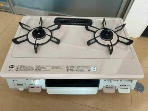 【受付停止】ガスコンロ　プロパン　リンナイ　２口コンロ　ホース付