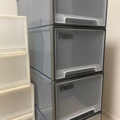 Fits 衣装ケース ロング グレー4個セット