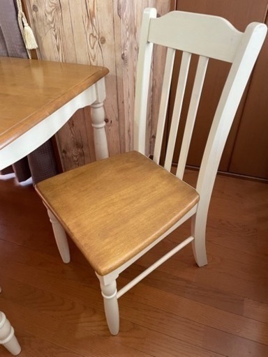 ダイニングテーブル　セット　椅子4脚　中古　千趣会 カントリー ツートーンダイニングテーブル チェア セット 天然木