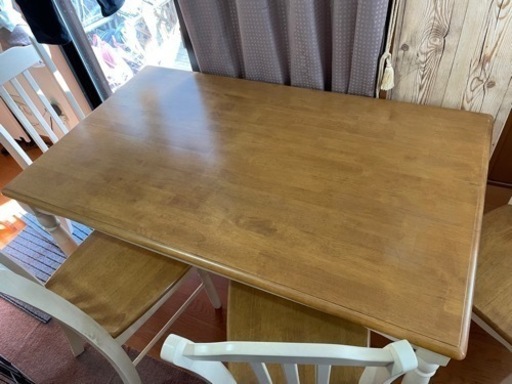 ダイニングテーブル　セット　椅子4脚　中古　千趣会 カントリー ツートーンダイニングテーブル チェア セット 天然木
