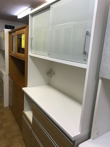 【FU733】★松田家具 システムキッチンボード  ホワイト×ナチュラル