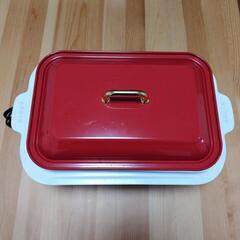 アイリスオーヤマ ホットプレート レッド (深鍋/たこ焼き 24穴)