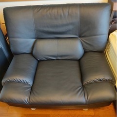 新品約5万★脚付き1人掛けソフトレザーソファー黒ブラック　ナフコTWO-ONE STYLE
