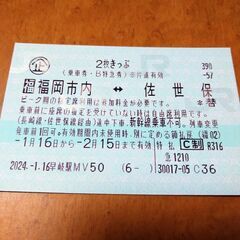 福岡市内⇔佐世保(乗車券・B特急券)