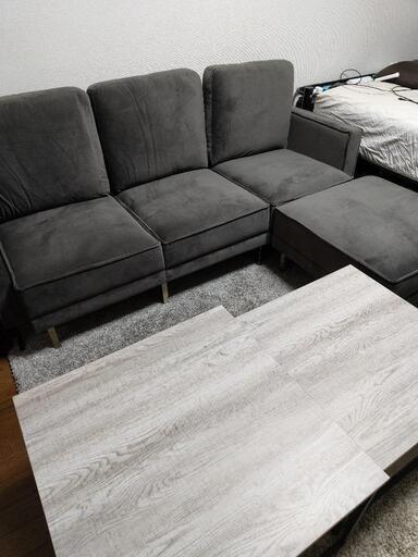 LOWYA 3人用ソファ オットマン付