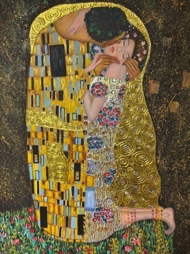 クリムト「接吻」の模写　絵画 アート 絵 壁掛け