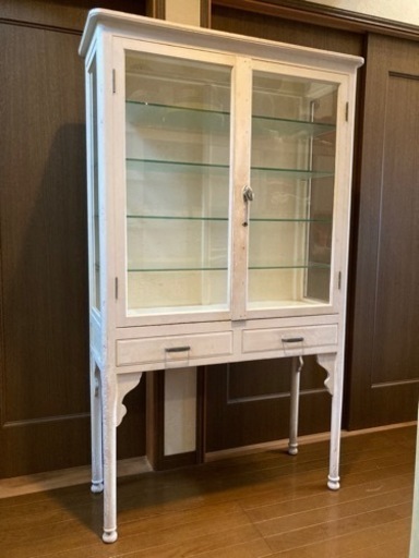 ◆白い木製ケビント ショーケース等に◆昭和レトロ ヴィンテージ 飾り棚◆