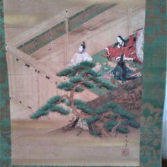 本物肉筆★掛け軸★桂舟弘延★明治レトロ★春の宴図の画像