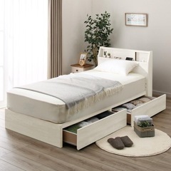 ニトリ　シングルベッドフレーム　引き出し　ライト　2口コンセント付きの画像