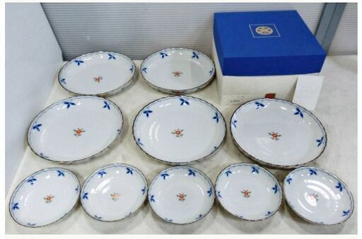 未使用】たち吉 大皿 小皿 セット はるか おもてなし揃 小花柄 和食器