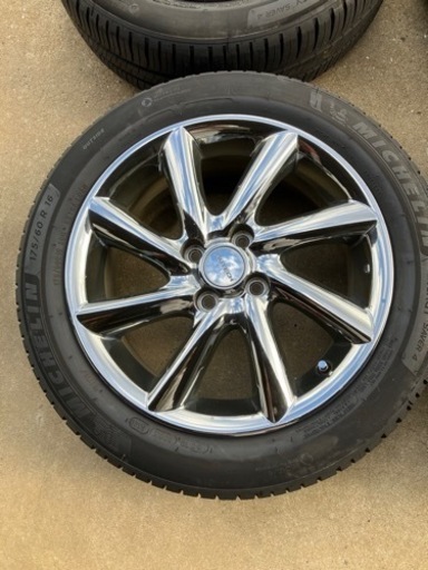 美品　日産 AUTECH ライダー純正16インチホイール メッキ　4本 6J +42 4H 100 RAYS製　ミシュランタイヤ