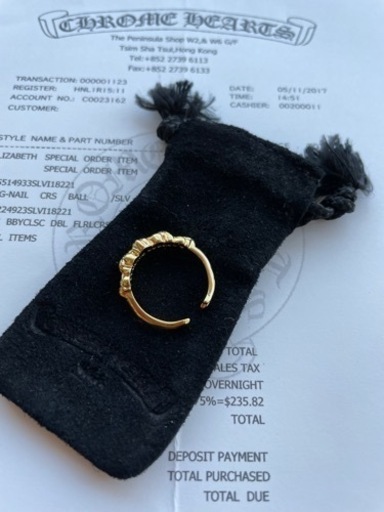 クロムハーツ/ベビークラシックリング/ダブルフローラル/22K/カスタムパヴェ/17号