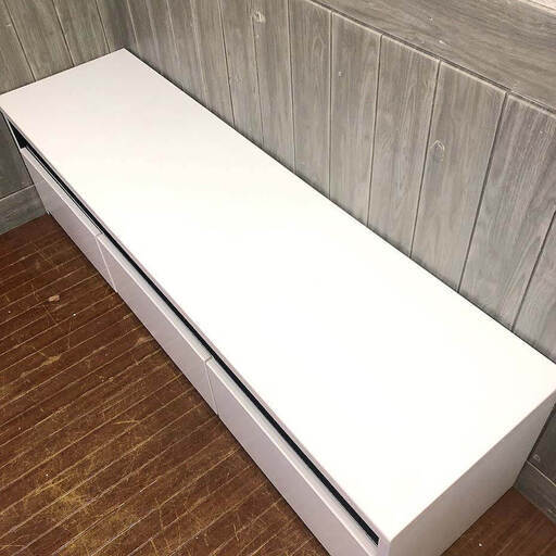 ss5977　テレビボード　ホワイト　幅150cm　引出3杯　鏡面仕上げ　ローボード　リビングボード　TVボード　テレビ台　TV台　白　AVボード　収納ボックス　デューク　150LB WH　ニトリ
