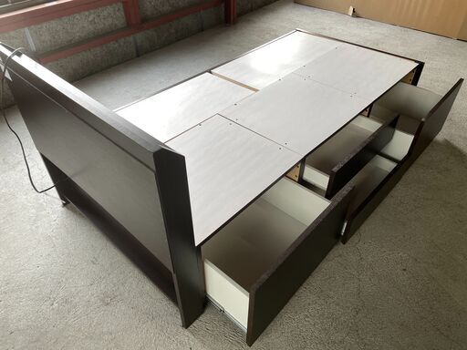 【良品】ニトリ 引き出し収納付きベッドフレーム シングル ブラウン系 解体済み 人気 早い者勝ち 引取歓迎 配送OK